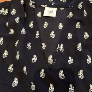 CAbi Women's Black Shirt with White Pattern